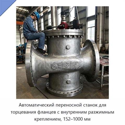 Автоматический переносной станок для торцевания фланцев с внутренним разжимным креплением, 152–1000 мм