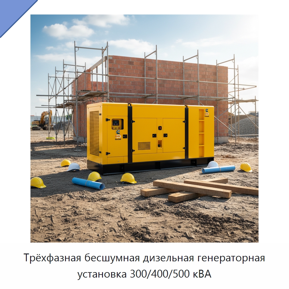 Трёхфазная бесшумная дизельная генераторная установка 300/400/500 кВА — Дизельные генераторы