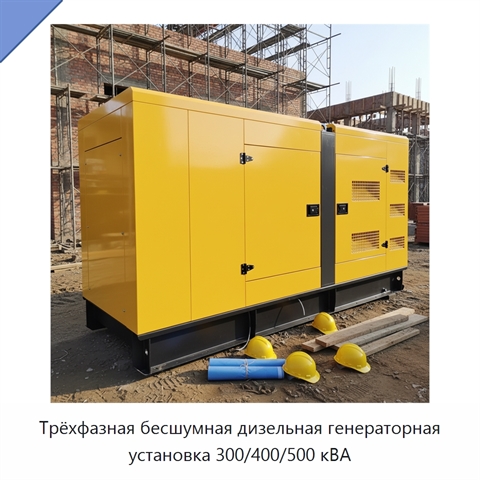 Трёхфазная бесшумная дизельная генераторная установка 300/400/500 кВА