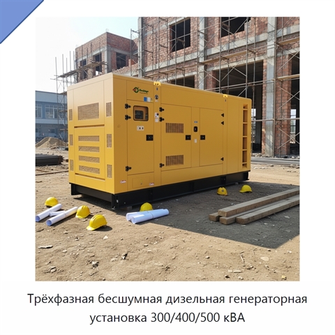 Трёхфазная бесшумная дизельная генераторная установка 300/400/500 кВА