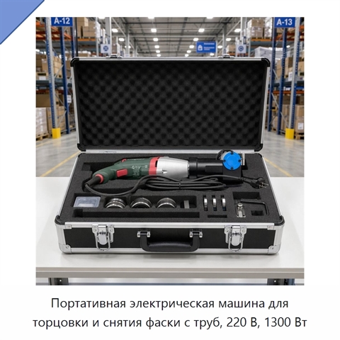 Портативная электрическая машина для торцовки и снятия фаски с труб, 220 В, 1300 Вт