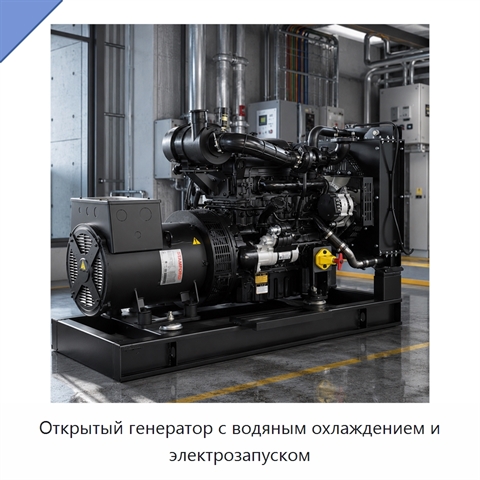 Открытый генератор с водяным охлаждением и электрозапуском