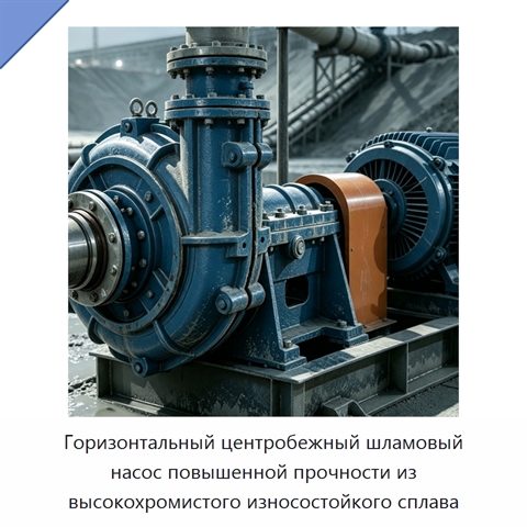 Горизонтальный центробежный шламовый насос повышенной прочности из высокохромистого износостойкого сплава