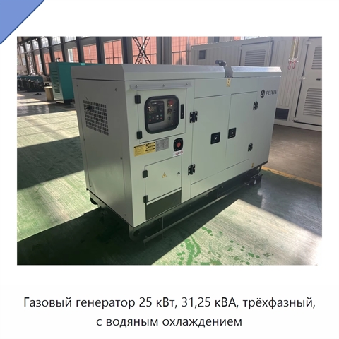 Газовый генератор 25 кВт, 31,25 кВА, трёхфазный, с водяным охлаждением