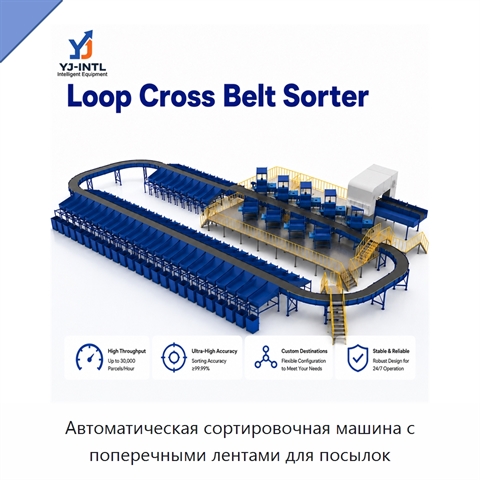 Автоматическая сортировочная машина с поперечными лентами для посылок