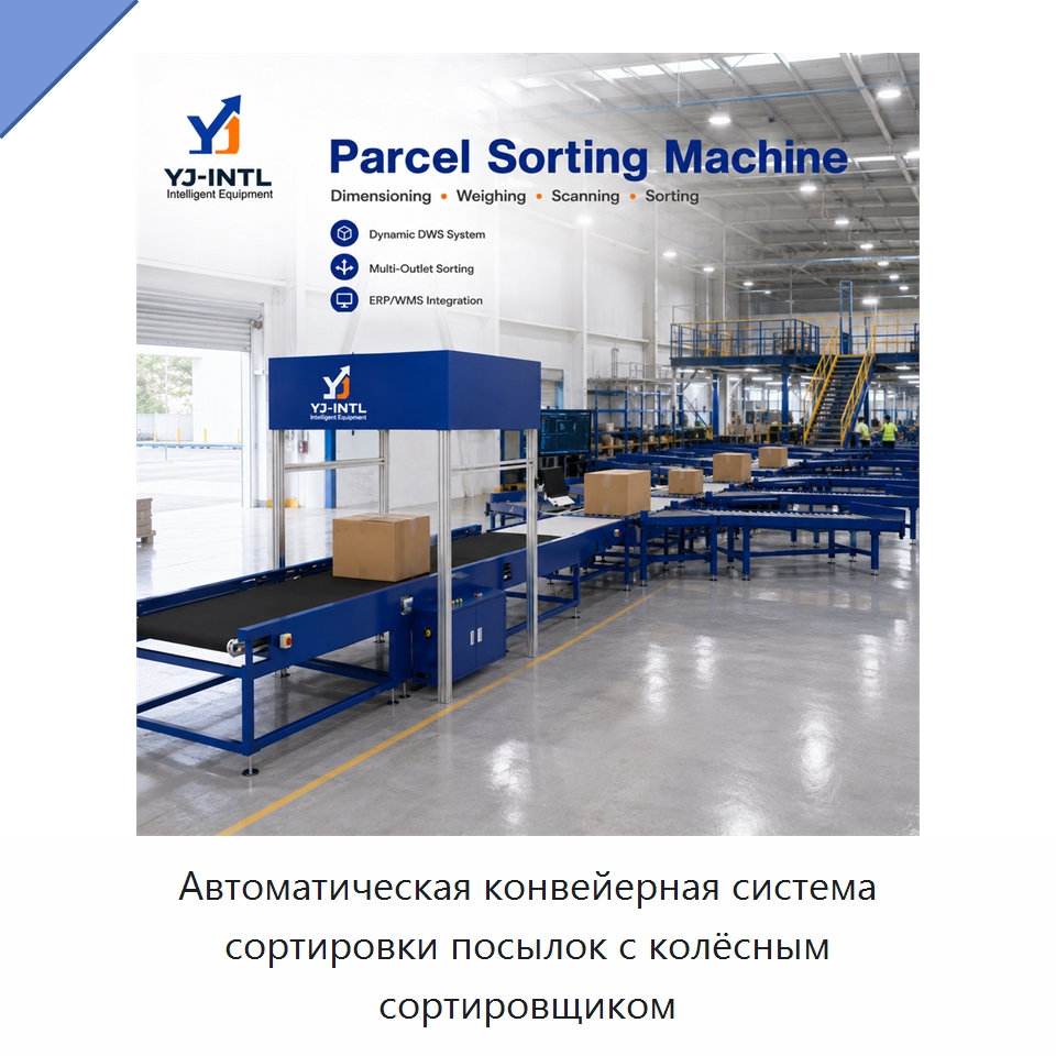 Автоматическая конвейерная система сортировки посылок с колёсным сортировщиком — Сортировочный конвейер