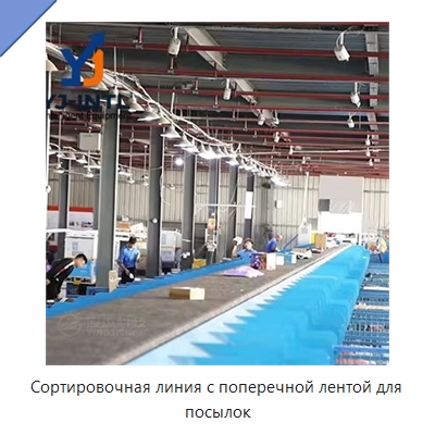 Сортировочная линия с поперечной лентой для посылок — Сортировочный конвейер