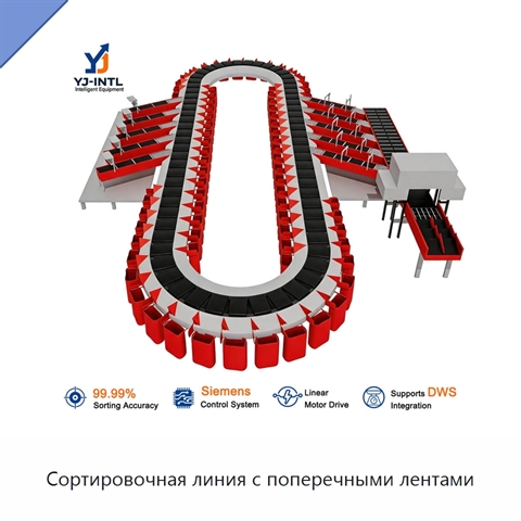 Сортировочная линия с поперечными лентами