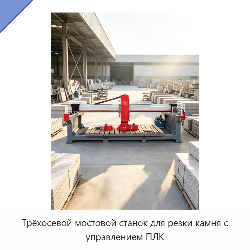 Трёхосевой мостовой станок для резки камня с управлением ПЛК — Оборудование для обработки камня