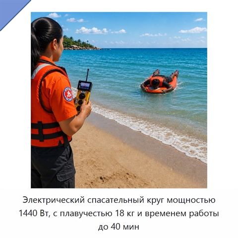 Электрический спасательный круг мощностью 1440 Вт, с плавучестью 18 кг и временем работы до 40 мин