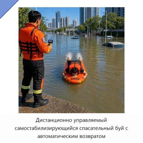 Дистанционно управляемый самостабилизирующийся спасательный буй с автоматическим возвратом