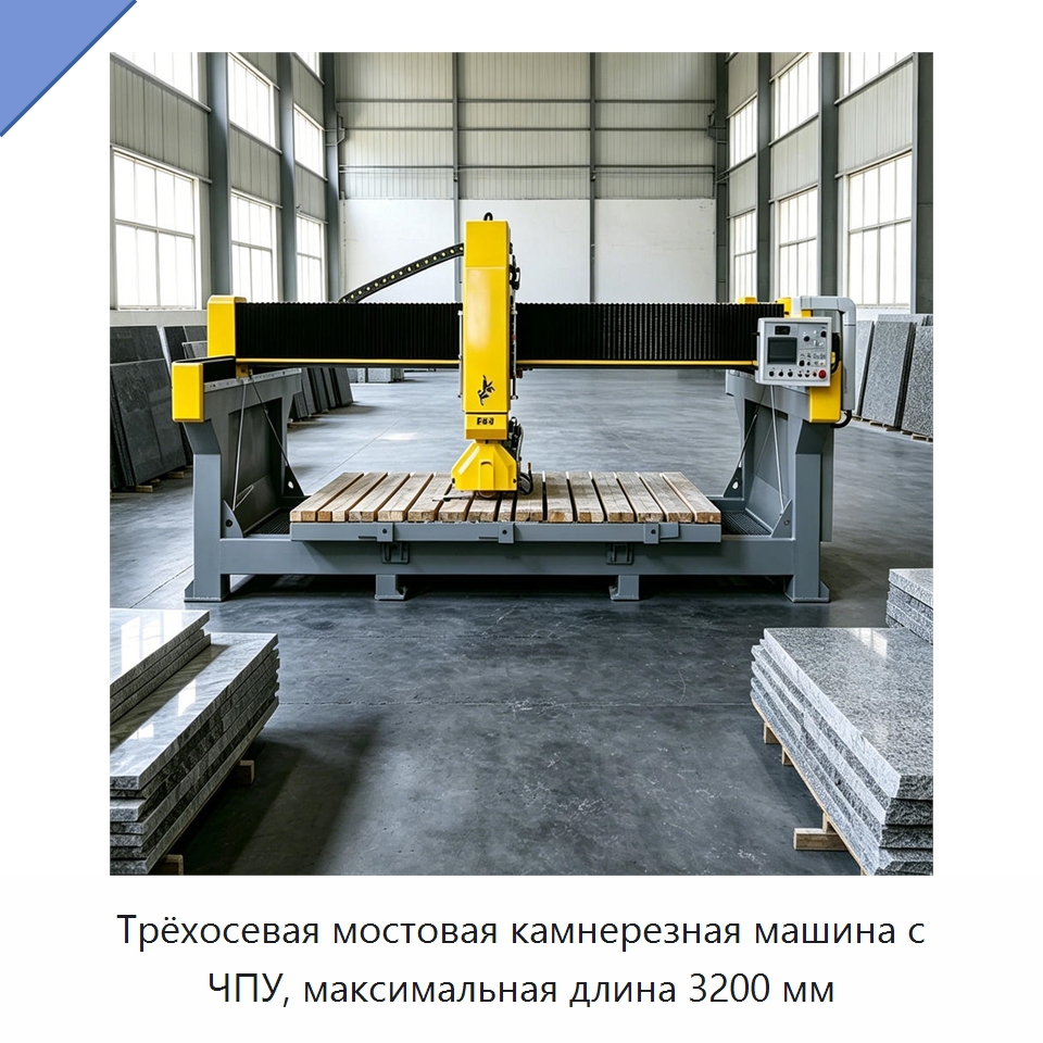 Трёхосевая мостовая камнерезная машина с ЧПУ, максимальная длина 3200 мм — Оборудование для обработки камня