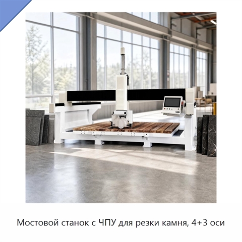 Мостовой станок с ЧПУ для резки камня, 4+3 оси