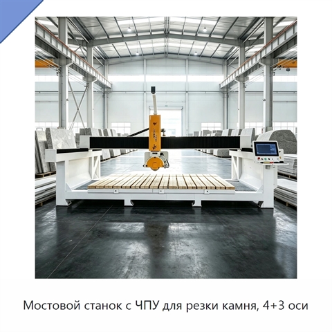 Мостовой станок с ЧПУ для резки камня, 4+3 оси
