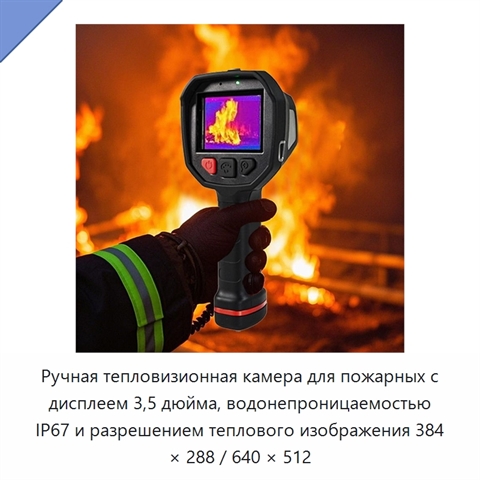 Ручная тепловизионная камера для пожарных с дисплеем 3,5 дюйма, водонепроницаемостью IP67 и разрешением теплового изображения 384 × 288 / 640 × 512
