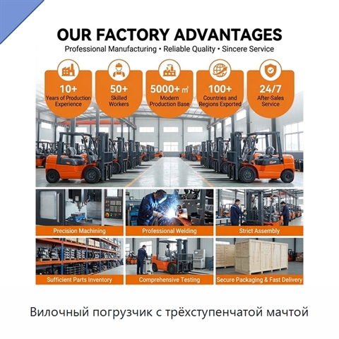 Вилочный погрузчик с трёхступенчатой мачтой