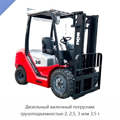 Дизельный вилочный погрузчик грузоподъемностью 2, 2,5, 3 или 3,5 т