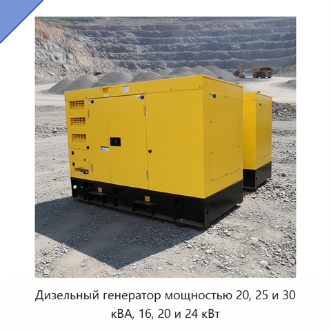 Дизельный генератор мощностью 20, 25 и 30 кВА, 16, 20 и 24 кВт