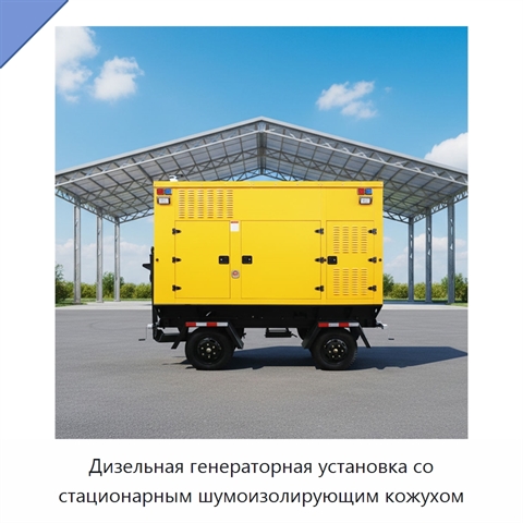Дизельная генераторная установка со стационарным шумоизолирующим кожухом