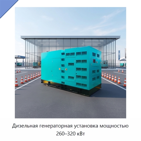 Дизельная генераторная установка мощностью 260–320 кВт