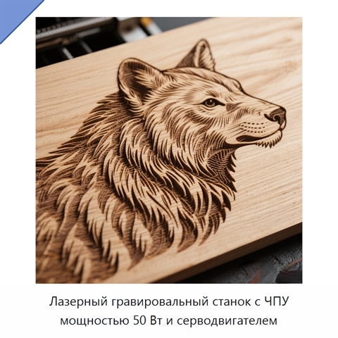 Лазерный гравировальный станок с ЧПУ мощностью 50 Вт и серводвигателем