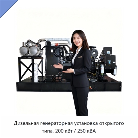 Дизельная генераторная установка открытого типа, 200 кВт / 250 кВА