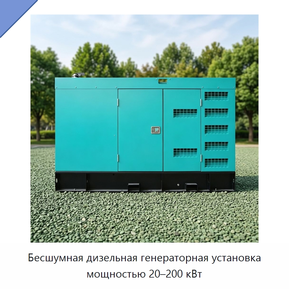 Бесшумная дизельная генераторная установка мощностью 20–200 кВт — Дизельные генераторы