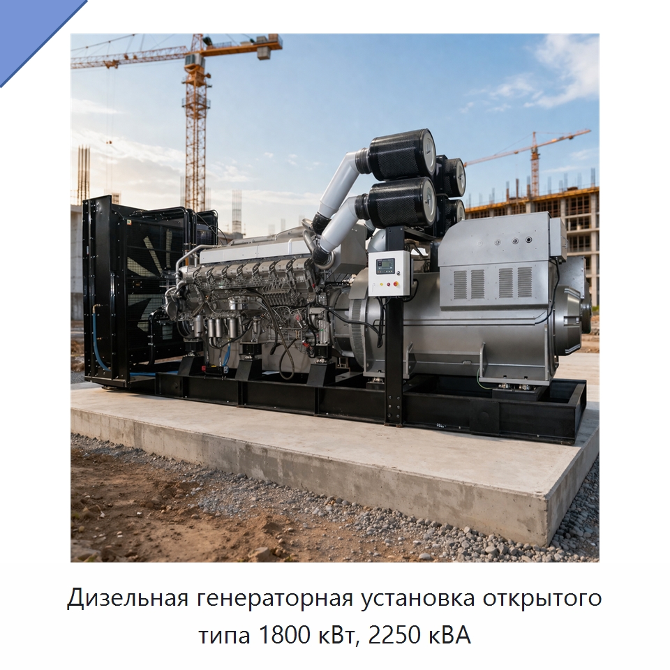 Дизельная генераторная установка открытого типа 1800 кВт, 2250 кВА — Дизельные генераторы
