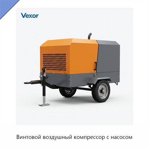 Винтовой воздушный компрессор с насосом