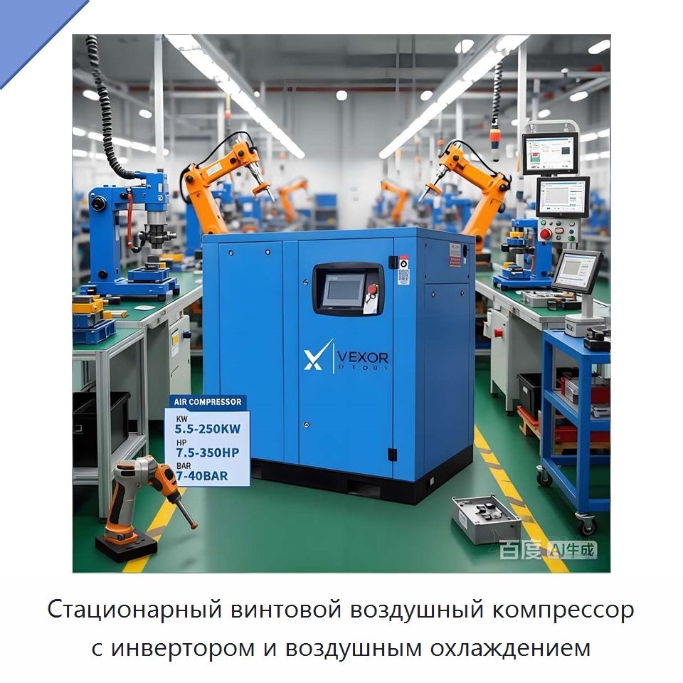 Стационарный винтовой воздушный компрессор с инвертором и воздушным охлаждением — Промышленные компрессоры