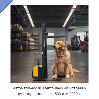 Автоматический электрический штабелер грузоподъёмностью 1500 или 2000 кг — Вилочные погрузчики