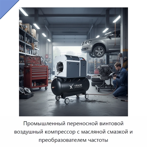 Промышленный переносной винтовой воздушный компрессор с масляной смазкой и преобразователем частоты