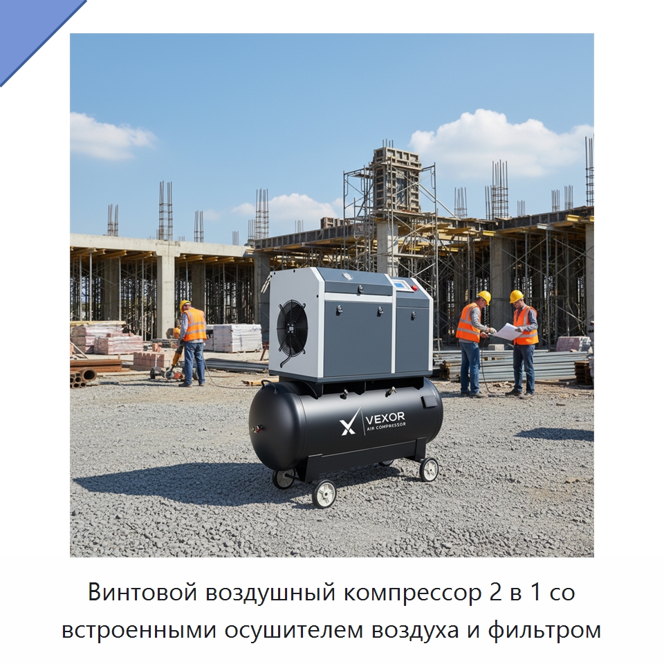 Винтовой воздушный компрессор 2 в 1 со встроенными осушителем воздуха и фильтром — Промышленные компрессоры