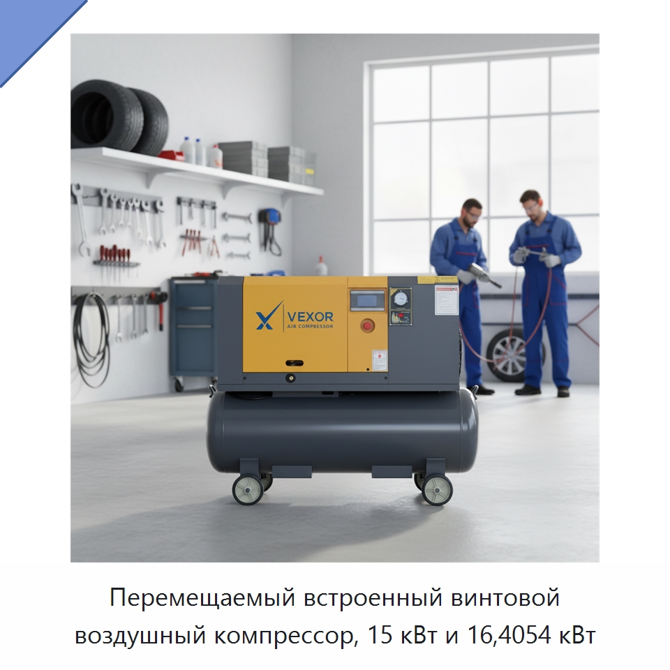 Перемещаемый встроенный винтовой воздушный компрессор, 15 кВт и 16,4054 кВт — Промышленные компрессоры