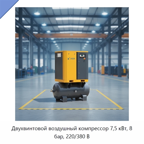 Двухвинтовой воздушный компрессор 7,5 кВт, 8 бар, 220/380 В