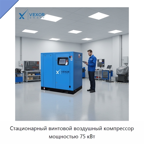Стационарный винтовой воздушный компрессор мощностью 75 кВт