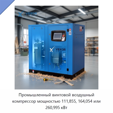 Промышленный винтовой воздушный компрессор мощностью 111,855, 164,054 или 260,995 кВт