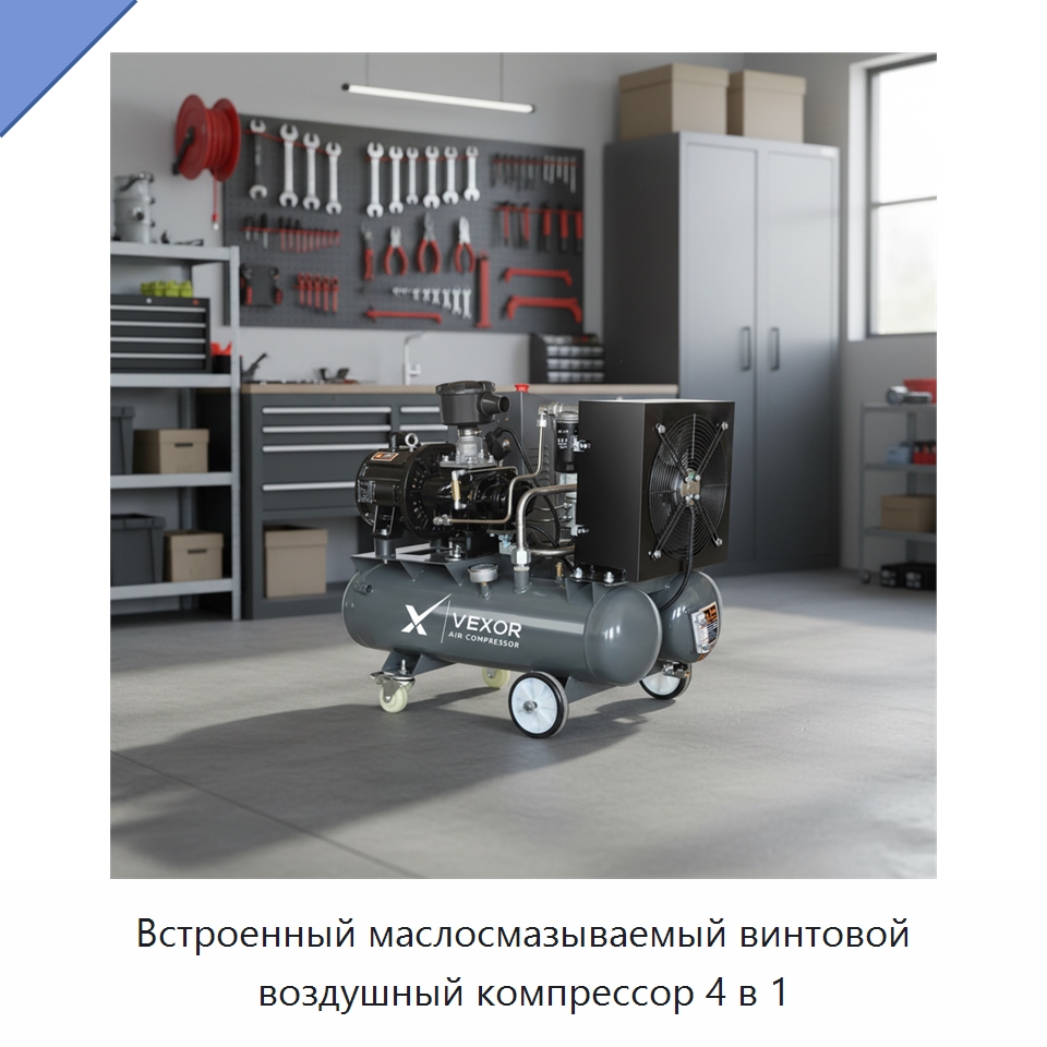 Встроенный маслосмазываемый винтовой воздушный компрессор 4 в 1