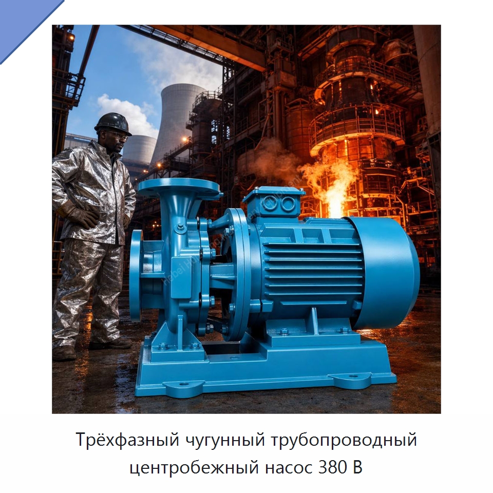 Трёхфазный чугунный трубопроводный центробежный насос 380 В — Насосы