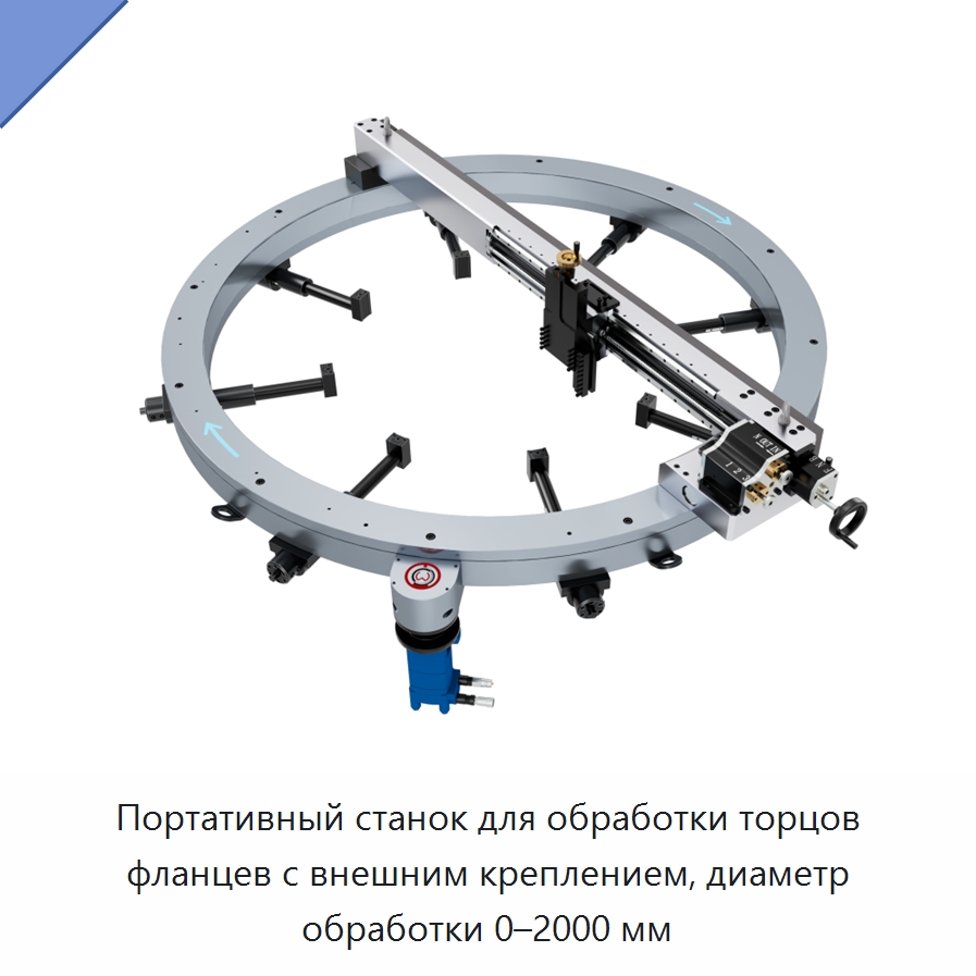 Портативный станок для обработки торцов фланцев с внешним креплением, диаметр обработки 0–2000 мм — Металлорежущие станки
