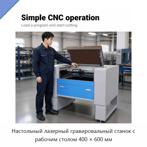 Настольный лазерный гравировальный станок с рабочим столом 400 × 600 мм