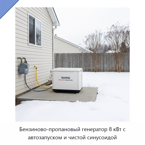Бензиново-пропановый генератор 8 кВт с автозапуском и чистой синусоидой
