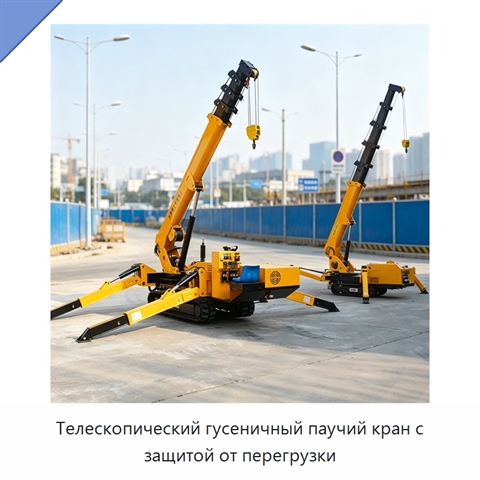 Телескопический гусеничный паучий кран с защитой от перегрузки