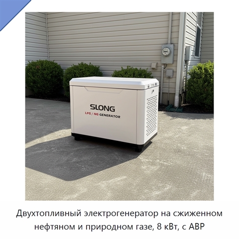 Двухтопливный электрогенератор на сжиженном нефтяном и природном газе, 8 кВт, с АВР
