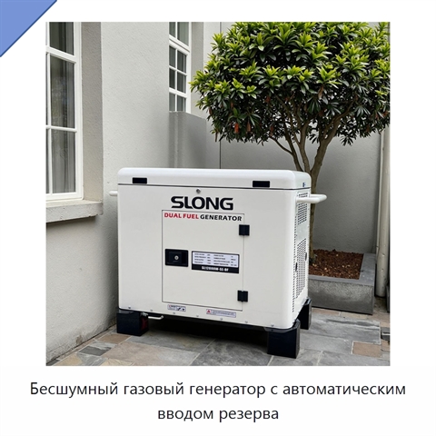 Бесшумный газовый генератор с автоматическим вводом резерва