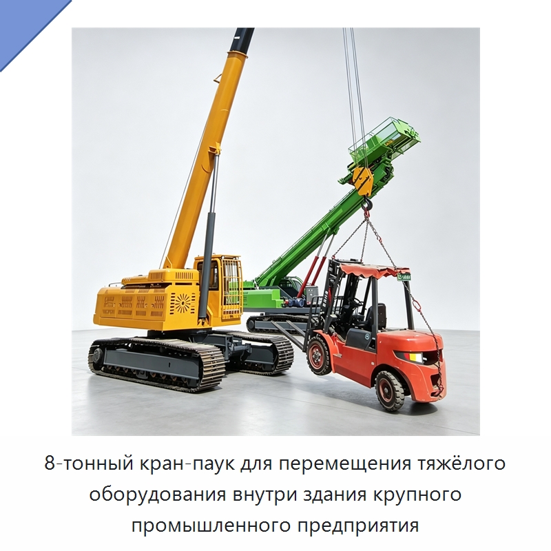 8-тонный кран-паук для перемещения тяжёлого оборудования внутри здания крупного промышленного предприятия — Краны