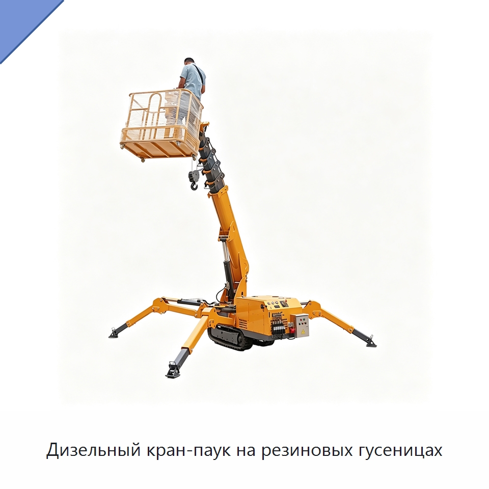 Дизельный кран-паук на резиновых гусеницах — Краны