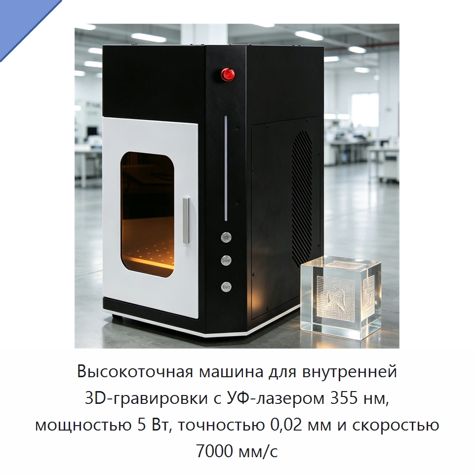 Высокоточная машина для внутренней 3D-гравировки с УФ-лазером 355 нм, мощностью 5 Вт, точностью 0,02 мм и скоростью 7000 мм/с — Лазерные гравировальные станки