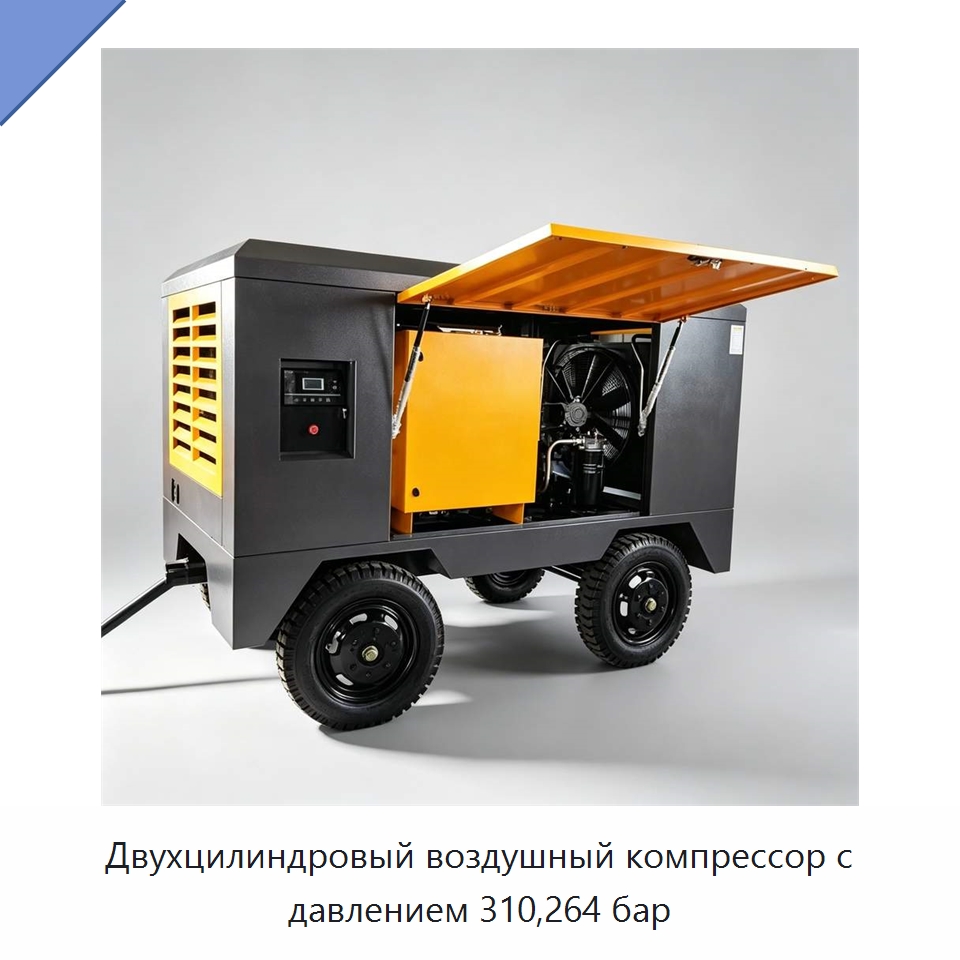 Двухцилиндровый воздушный компрессор с давлением 310,264 бар — Запчасти для оборудования по производству строительных материалов