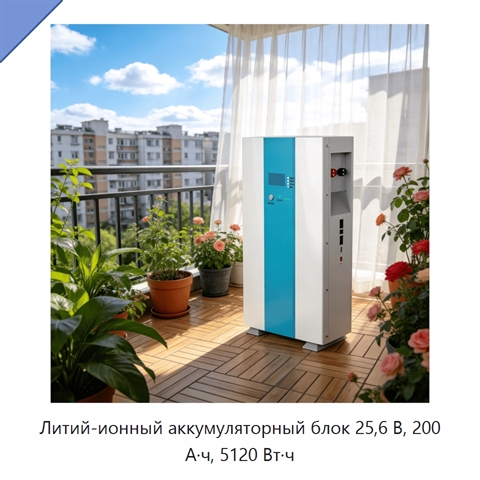Литий-ионный аккумуляторный блок 25,6 В, 200 А·ч, 5120 Вт·ч